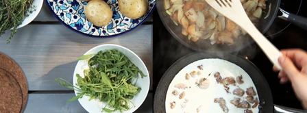 теплый картофельный салат со сливочной курицей. Шаг 2