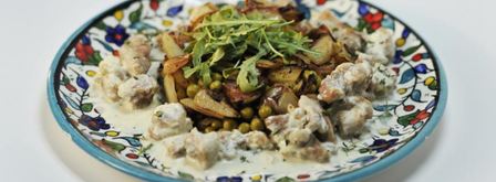 теплый картофельный салат со сливочной курицей. Шаг 4