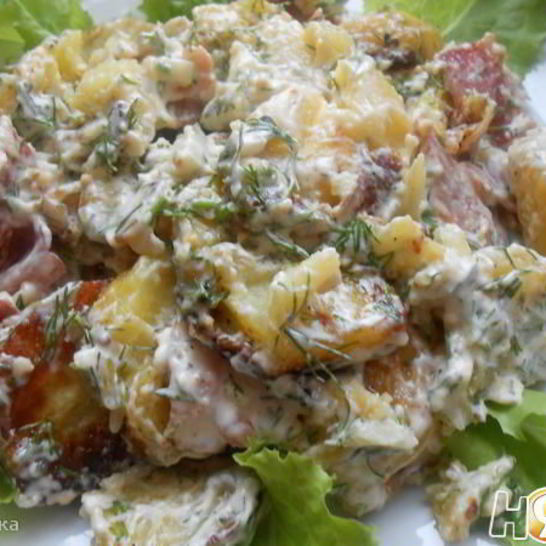 Рецепт теплого салата с запеченным картофелем