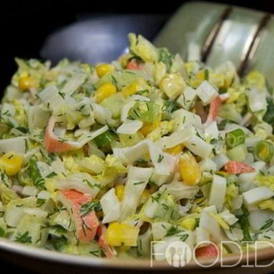 Рецепт крабового салата с кальмарами