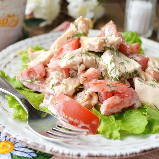 Рецепт куриного салата с лимоном и йогуртом