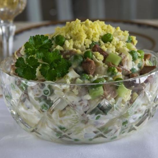 Рецепт оливье с языком