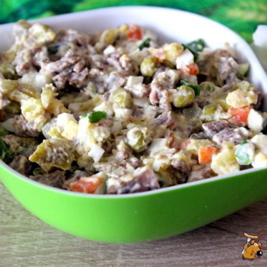 Рецепт салата оливье с говядиной