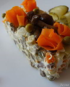 Салат оливье с грибами