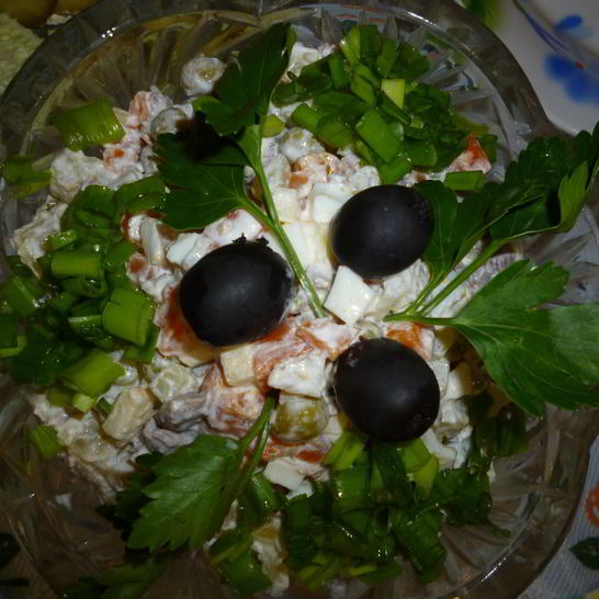 Рецепт салата оливье с яблоками