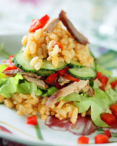 Салат из говядины с рисом