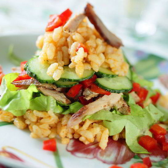 Рецепт салата из говядины с рисом