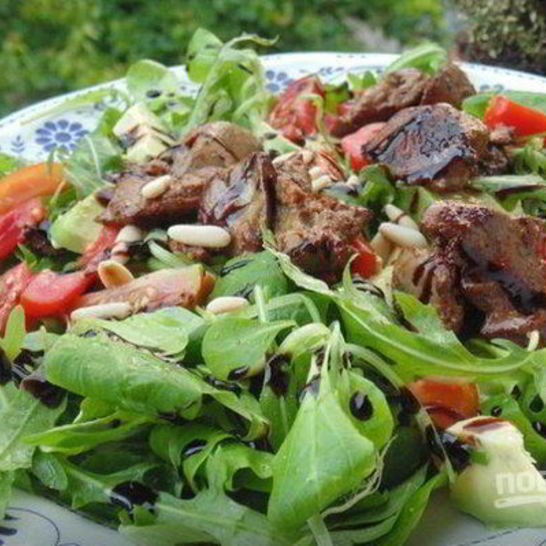 Рецепт салата из печени курицы