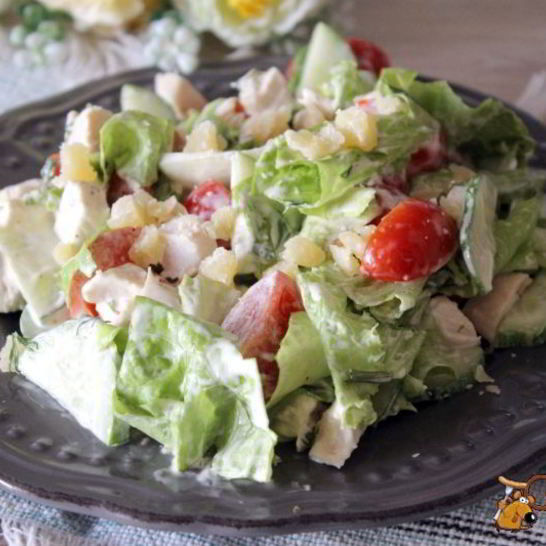 Рецепт салата из свежих овощей с филе куриной грудки