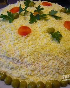 Салат Мимоза с сайрой