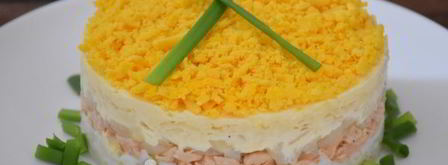 салат мимоза с сыром. Шаг 10