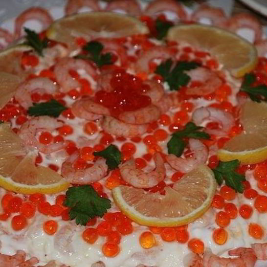 Рецепт креветок под шубой