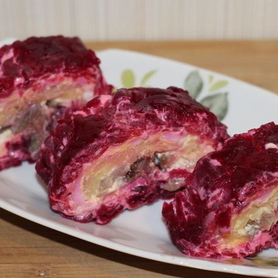 Рецепт рулета из сельди под шубой