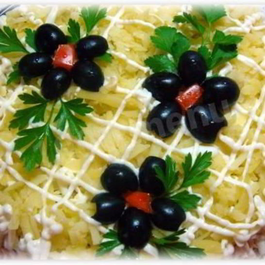 Рецепт салата из шампиньонов консервированных курица под шубой