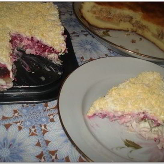 Рецепт салата кальмары под шубой