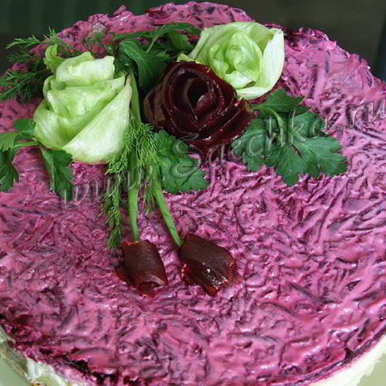 Рецепт селедки под шубой с розами