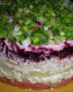 Селедка под шубой с семгой