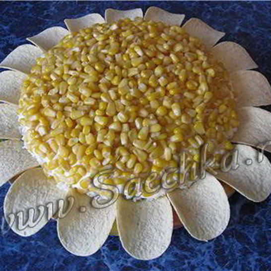 Рецепт салата подсолнух с чипсами