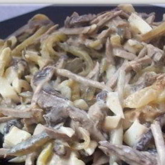 Рецепт салата с сердцем и грибами