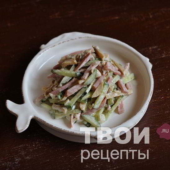 Рецепт салата с ветчиной и грибами