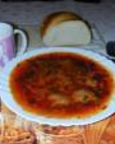 Борщ с белыми грибами и пампушками