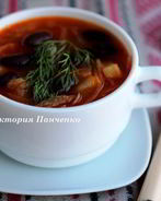 Борщ с фасолью и белыми грибами