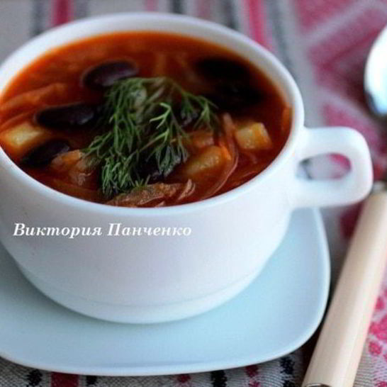 Рецепт борща с фасолью и белыми грибами