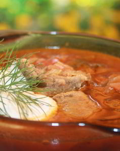 Борщ с виноградными листьями