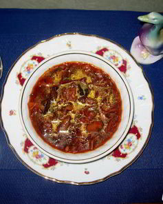 Постный грибной борщ с черносливом