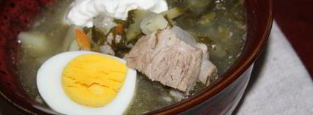 зеленый борщ со щавлем и маринованными огурцами. Шаг 9