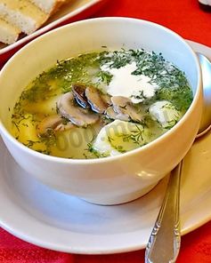 Грибной суп на мясном бульоне