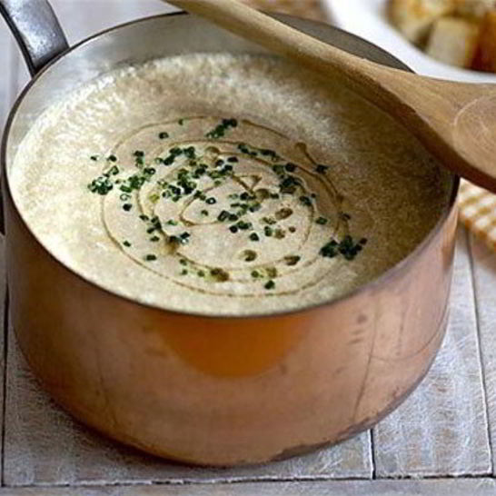 Рецепт крема-супа из мирпуа шампиньонов со сливками на курином бульоне