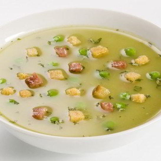 Рецепт горохового супа с беконом и сухариками