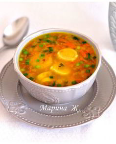 Гороховый суп с чесночными рулетиками