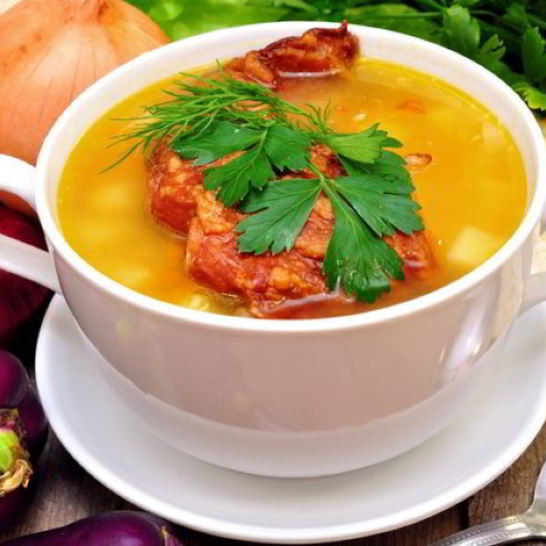 Рецепт горохового супа с копчеными ребрами и беконом