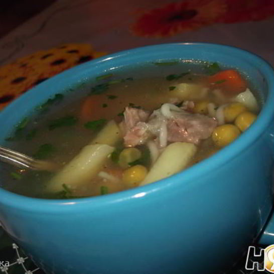 Рецепт картофельного супа с зеленым горошком