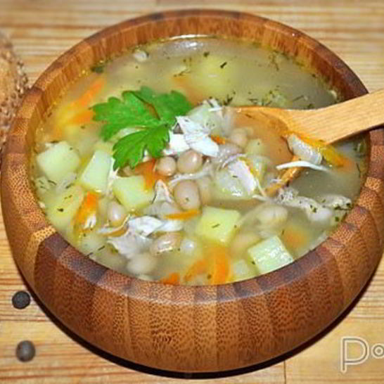 Рецепт куриного супа с белой фасолью