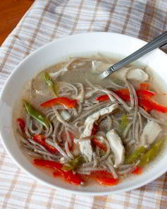 Куриный суп с гречневой лапшой