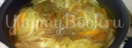 куриный суп с лапшой, имитирующий японскую кухню. Шаг 11