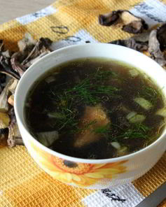 Куриный суп с рисом и грибами