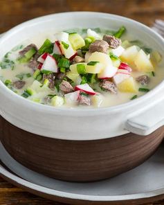 Окрошка мясная на квасе