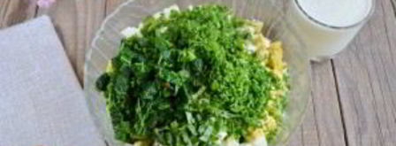 окрошка на кефире с крапивой и мятой. Шаг 7