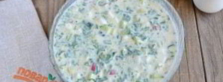 окрошка на кефире с крапивой и мятой. Шаг 8