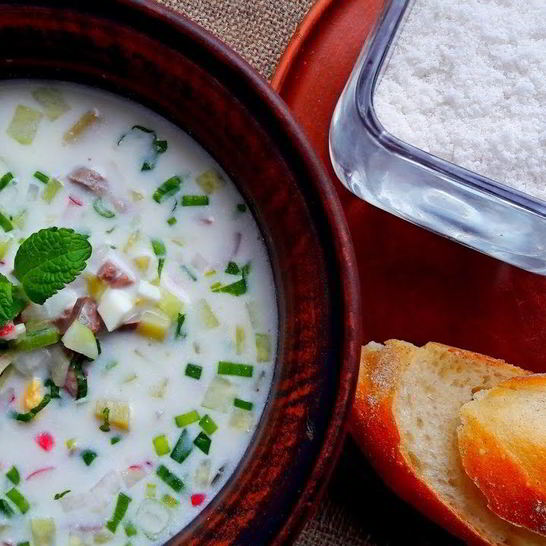 Рецепт окрошки на сметане с мясом