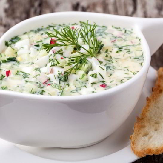 Рецепт окрошки с кефиром, чесноком и сахаром