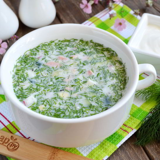 Рецепт окрошки с колбасой