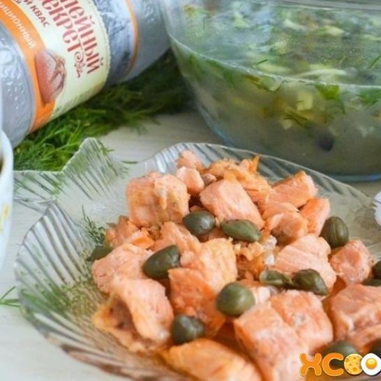 Рецепт окрошки с рыбой