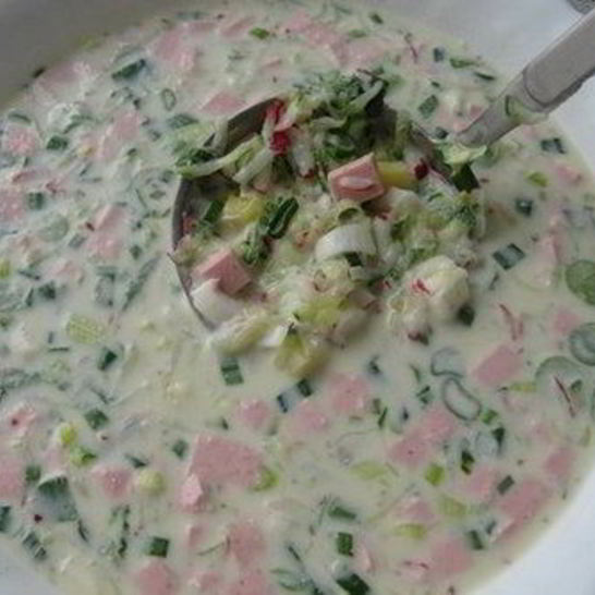 Рецепт окрошки с зеленым горошком