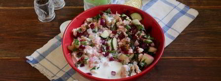 окрошка со свеклой на кефире. Шаг 8