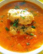 Овощной суп с куриными кнелями